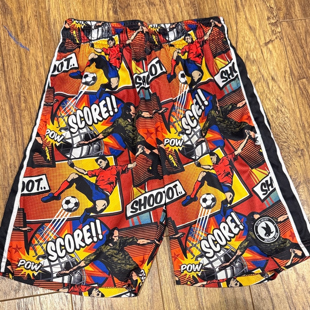 Boys' Soccer Graphic Swim Shorts - Red Multi
